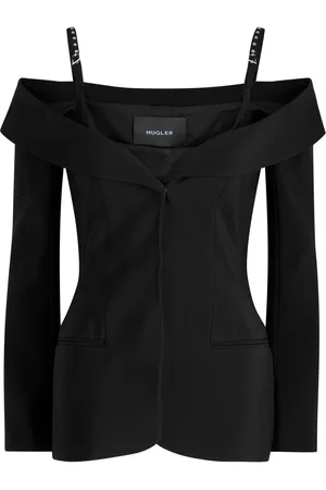MUGLER Off-the-shoulder Woven Blazer - - 38 (UK10 / S)