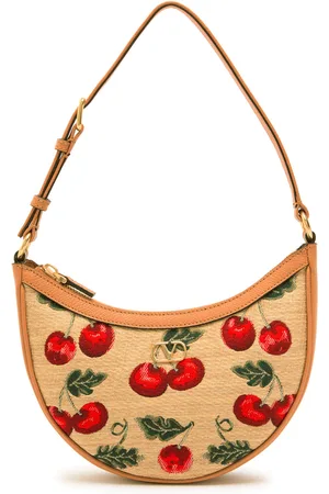 VALENTINO GARAVANI Hobo Mini Cherry-jacquard and Leather Shoulder bag - - One Size