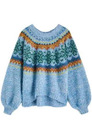 Free People Festive Frost Fairisle Knitted Jumper - - L (UK16-UK18 / L)