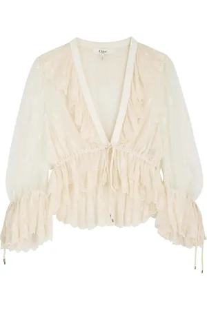 Chloé Ruffled Tulle Cropped Blouse - - 38 (UK10 / S)