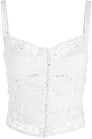 CHARO RUIZ IBIZA Breth Lace-embellished Cotton-blend Crop top - - M (UK12 / M)