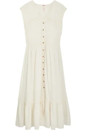 Free People Desert Dazed Seersucker Midi Dress - - L (UK14 / L)