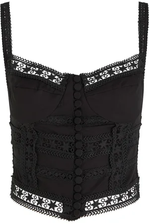 CHARO RUIZ IBIZA Breth Lace-embellished Cotton-blend Crop top - - M (UK12 / M)