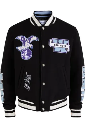 OFF-WHITE Eagle Appliquéd Wool-blend Varsity Jacket - - 46 (IT46 / S)