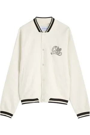 OFF-WHITE Souvenir Logo-embroidered Linen Varsity Jacket - 46 (IT46 / S)