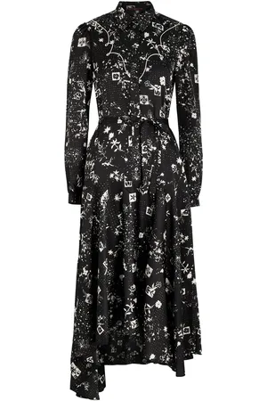 High Compelling Western Printed Satin Midi Dress - - 42 (UK10 / S)