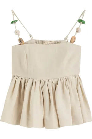 Casa Raki Justina Embellished Linen top - - S (UK8-10 / S)