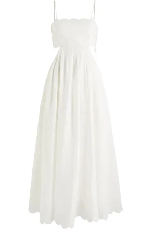 ZIMMERMANN Rhiannon Scallop Linen Midi Dress - - 0 (UK 8 / S)