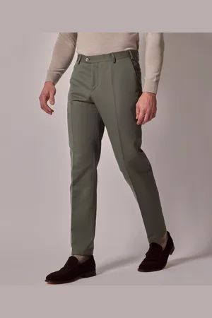 Tan Cotton Brushed Twill Tailored Italian Suit Pants - 1913 Collection