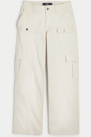 Hollister Baggy Cargo Pant In Cream-White for Women