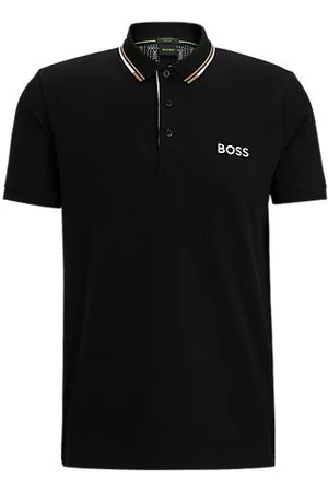 HUGO BOSS Cotton-blend polo shirt with contrast logos
