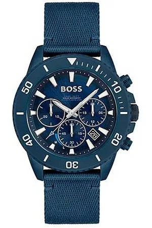 HUGO BOSS Blue-dial chronograph watch with fabric strap