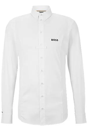 HUGO BOSS Equestrian slim-fit show shirt in mixed materials