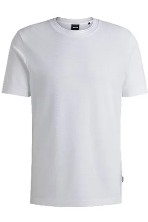 HUGO BOSS Cotton-blend T-shirt with bubble-jacquard structure