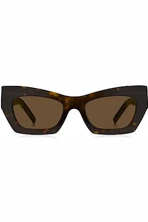 HUGO BOSS Havana-acetate sunglasses with signature hardware