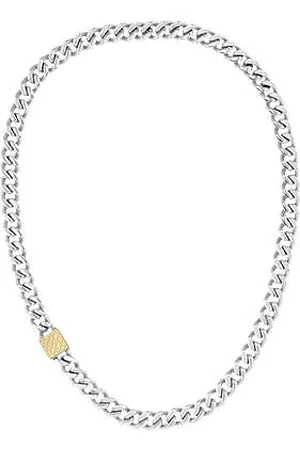 HUGO BOSS Stainless-steel curb-chain necklace with monogram square