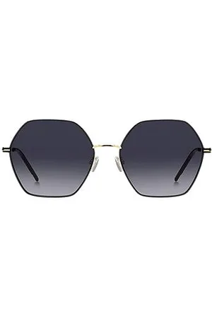 HUGO BOSS Angular sunglasses in black and -tone steel