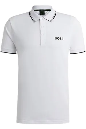 HUGO BOSS Cotton-blend polo shirt with contrast logos