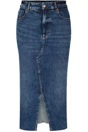 HUGO BOSS Midi-length skirt in blue stretch denim