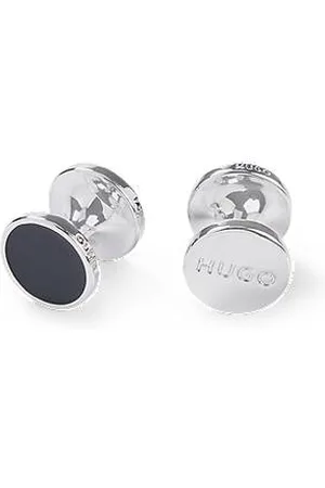 HUGO BOSS Round cufflinks with enamel core and logo