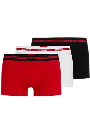 HUGO BOSS Three-pack of stretch-cotton trunks with logo waistbands
