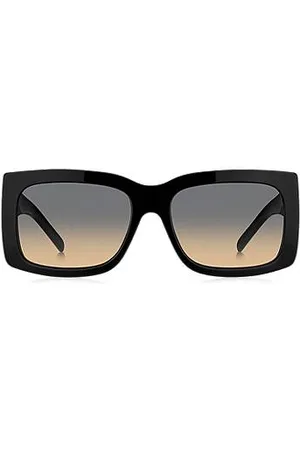 HUGO BOSS Signature-stripe bio-acetate sunglasses with large temple logo
