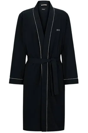 HUGO BOSS Logo-embroidered dressing gown in cotton jersey