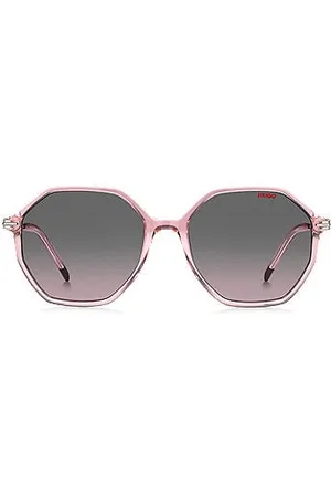 HUGO BOSS Pink-acetate sunglasses with branded metal temples