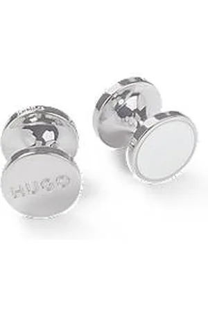 HUGO BOSS Round cufflinks with enamel core and logo