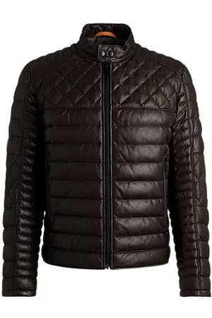 HUGO BOSS Nappa leather jacket with stand collar