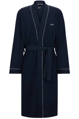 HUGO BOSS Logo-embroidered dressing gown in cotton jersey
