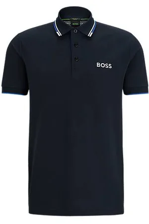 HUGO BOSS Cotton-blend polo shirt with contrast logos