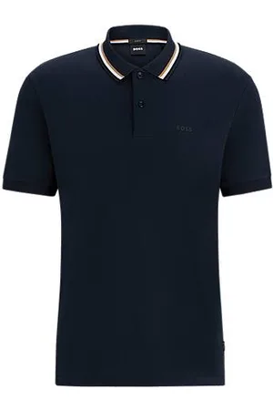 HUGO BOSS Slim-fit polo shirt in cotton with striped collar