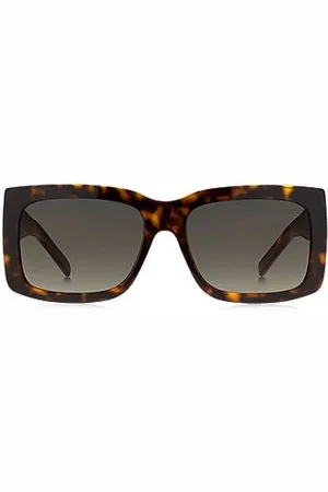 HUGO BOSS Havana bio-acetate sunglasses with signature hardware