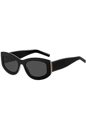 HUGO BOSS Signature-stripe bio-acetate sunglasses with large temple logo