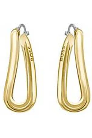 HUGO BOSS Gold-tone earrings with twisted tubular links