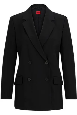 HUGO BOSS Double-breasted relaxed-fit jacket in stretch fabric