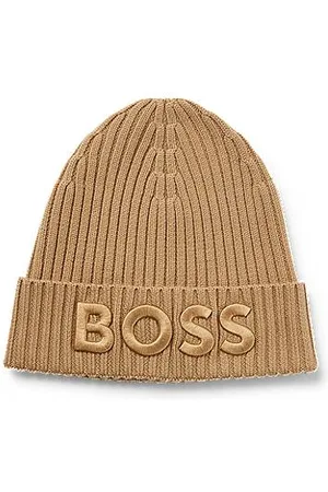 HUGO BOSS Virgin-wool beanie hat with embroidered logo