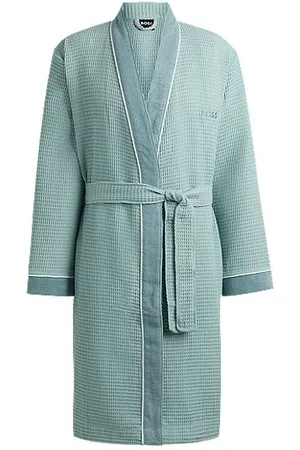 HUGO BOSS Honeycomb-cotton dressing gown with terry contrasts