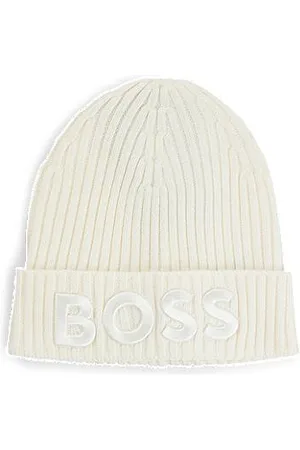 HUGO BOSS Virgin-wool beanie hat with embroidered logo