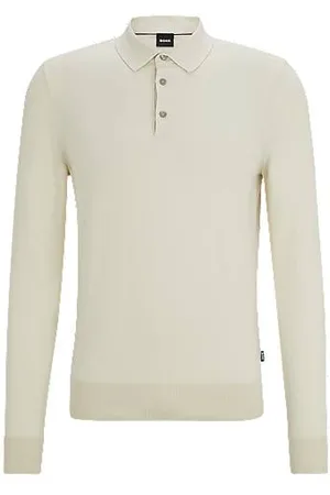 HUGO BOSS Regular-fit knit polo sweater in cotton jersey