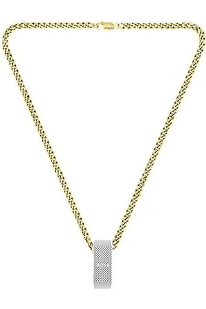 HUGO BOSS Gold-effect necklace with reversible logo pendant