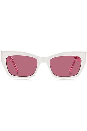 HUGO BOSS White-acetate sunglasses with pink contrasts