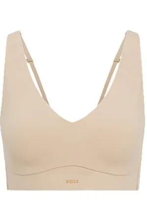 BOSS - Monogram-lace bra with logo trim
