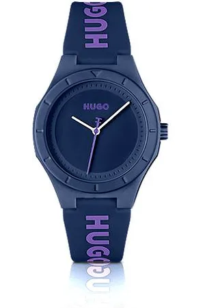 HUGO BOSS Branded-silicone-strap watch with aubergine dial