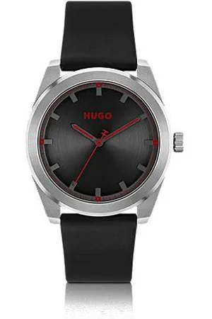 HUGO BOSS Leather-strap watch with brushed dial