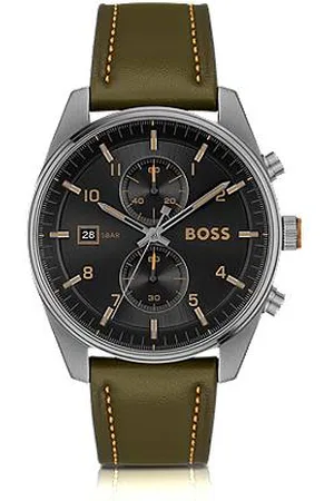 HUGO BOSS Black-dial chronograph watch with leather strap