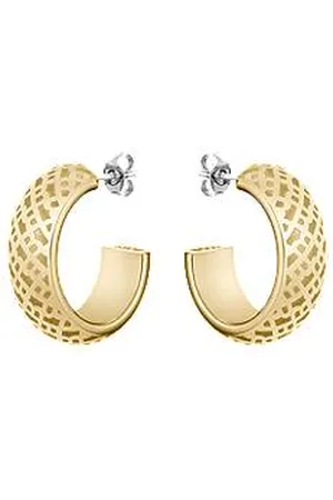 HUGO BOSS Gold-tone hoop earrings with engraved monograms