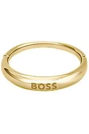 HUGO BOSS Gold-tone ring with logo detail