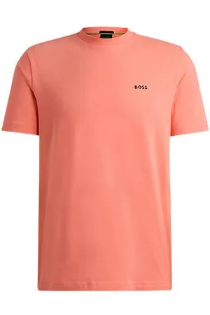 HUGO BOSS Regular-fit T-shirt in stretch cotton with contrast logo